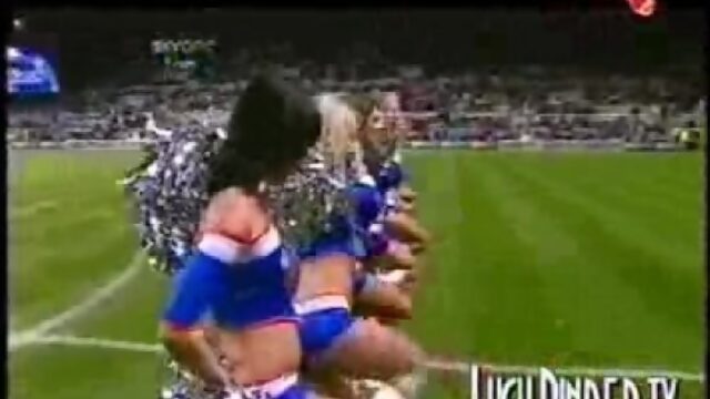 The match routine Lucy Pinder cheerleaders