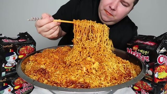 [Nikocado Avocado] Matt Stonies 10,000 Calorie MOST KOREAN FIRE NOODLES Ever Eaten Challenge