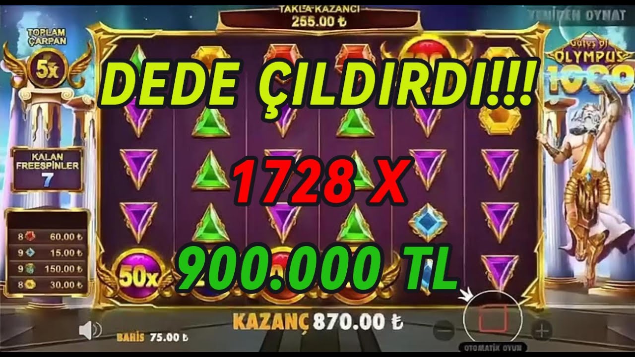 GATES OF OLYMPUS 1000 - Dede Ne Yaptın !!! 1728X Verdi !!! #slotoyunları #casino #maxwin #slots